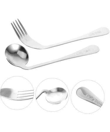 Lurrose Left-Handed Stainless Steel Cutlery Set - 5-Piece Spoon & Fork Utensils for Seniors - Ergonomic Design Perfect for Easy Dining - Buy Online on GoSupps.com