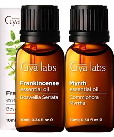 Gya Labs Frankincense & Myrrh Essential Oil (10ml x 2) - 100% Pure Therapeutic Grade Frankincense and Myrrh Essential Oils for Skin, Diffuser & Candle Making Frankincense & Myrrh 0.34 Fl Oz (Pack of 2)