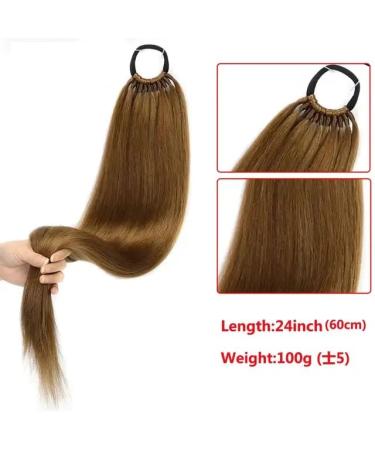 60 cm Long Straight Ponytail Hairpiece - Synthetic Hair Extension for Women & Girls (Light Brown) - Buy Online on GoSupps.com