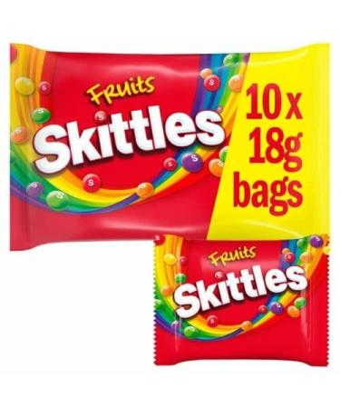 SKITTLES FRUITS SWEETS FUNSIZE 10 PACK x 18g MINI BAGS (180g) FRUIT FLAVOR - Buy Online on GoSupps.com