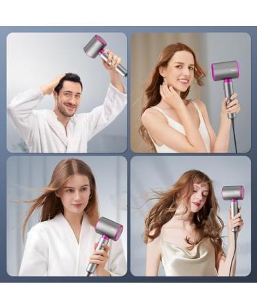 Professional 1875W Low Noise Ionic Hair Dryer with Diffuser - Fast Drying Travel-Friendly Grey+Pink for Women & Men - Buy Online on GoSupps.com