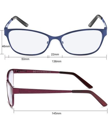 VVDQella Cat Eye Reading Glasses for Women - 1.00x Blue Light Filter - Fashionable Metal Frame with Glasses Case & Spring Hinge - Buy Online on GoSupps.com