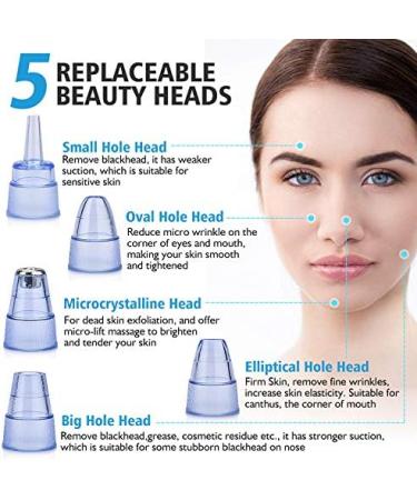Electric Blackhead Remover Vacuum - USB Rechargeable Pore Cleaner Kit with 5 Suction Heads | Blackhead Vacuum Extractor for Acne, Comedones, and Whiteheads - Buy Online on GoSupps.com