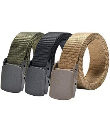 Military Nylon Style Belt,Tactical Belt, Riggers Belts for Men andWomen , 1.37Inch No Holes Quick Release Heavy Duty Tactical Belt for Men and Women-Tactical Belt for Cargo Pants 3Pack