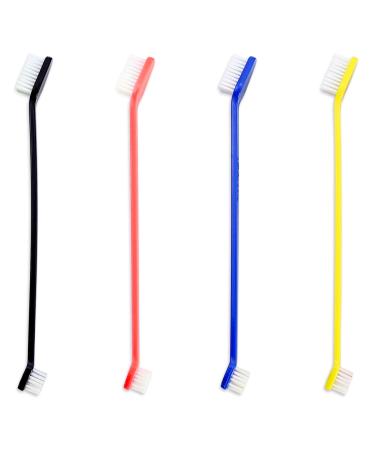 4 pieces of dog toothbrush dog toothbrush dog toothbrush for small dogs cats toothbrush toothbrush cat for dental care for pets anti-plaque (black yellow red blue) - Buy Online on GoSupps.com