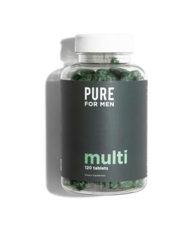 Pure for Men Multivitamin for Men | Energy & Stress Support  Strong Bones  Rich in Antioxidants & Minerals | Vitamin A  Vitamin B  Vitamin C  Vitamin D  Magnesium  Calcium & More | 120 Capsules  Vegan