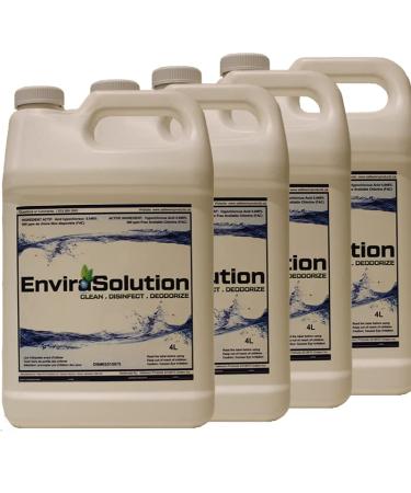 EnviraSolution HOCl Hypochlorous Acid Disinfectant | Organic | Fragrance-Free | Clinically proven to be effective on 99.99% of bacteria and viruses | Safest choice for foggers and sprayers (4x4L)