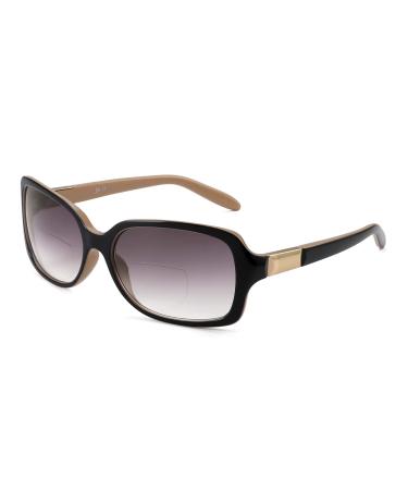 JM Classic Bifocal Reading Glasses Square Stylish Gradient Sunglasses Readers for Women Black 2.5 x