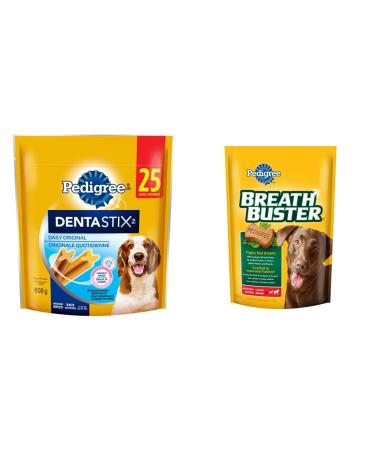 PEDIGREE DENTASTIX for Medium Dogs + PEDIGREE BREATHBUSTER Biscuit Treats