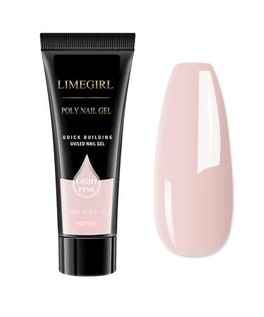 Nail Builder Gel Nail Extension 15ml Light Pink Color Poly Extension Gel False Nail Extension Builder Nude Gel Nail Enhancement Crystal Poly builder Gel for Beginners