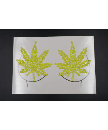 Neon Rhinestone Face & Body Gems Kit - Gold Chest & Leaf Yellow Halloween Makeup Stickers - Buy Online on GoSupps.com