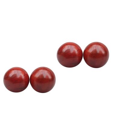 Fomiyes 4 piece of hand exercise finger exercise massage roller wood portable devices stress ball massage ball classic -balls Chinese product Miss Massage ball bamboo red