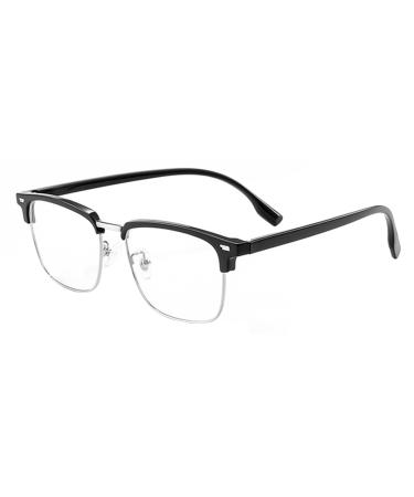 Blue Light Blocking Glasses Lightweight Computer Reading for Women Men Flexible Spring Hinge 300x Black Silver