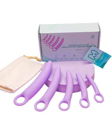 Pelvic Floor Trainer Set by Moscoto - 5-Piece Soft Silicone Dilators for Beginners to Advanced | Includes Cotton Travel Pouch - Buy Online on GoSupps.com