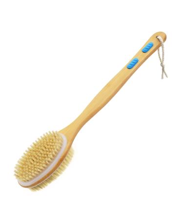 Bilione back brush with long stem double-sided shower brush swimming brush for wet or dry brush body brush with anti-slip pads