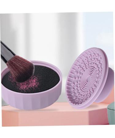 Silicone Makeup Brush Cleaning Box & Pad - Dry Cleaner Tool 7.9x5.25CM - Violet | Best Brush Scrubber Mat for Efficient Makeup Cleaning - Buy Online on GoSupps.com