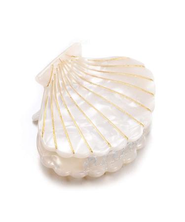 Shell Jaw Clip Hair Claw | Resin Hair Clips Marble Pattern Hair Accessories - White - Buy Online on GoSupps.com