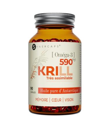 Pure Krill Oil Concentrated 1180mg, Omega 3, EPA, DHA and Antioxidant, 90 capsules, Eco-responsible, no fish = odorless. Made in France, Pharmaceutical quality, glass bottle.