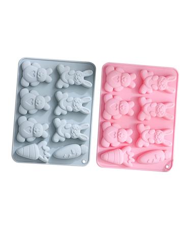 Zerodeko 2pcs Silicone Cake Mold Clay Mold Animal Cake Carrot Rabbit Shaped Cake Molds Pudding 3D Household