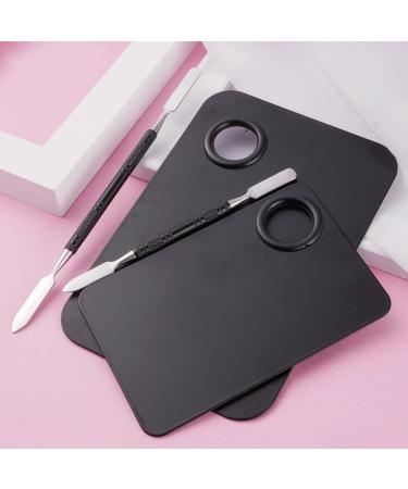 OUSIKA Black Makeup Blender Palette - Polished Mixing Plate for Foundation & Eyeshadow with Spatula | 75mm - Buy Online on GoSupps.com