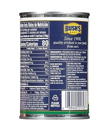 Bush's Best White Hominy 15.5 oz (Pack of 12) - Premium Quality and Flavorful Additions for Your Favorite Recipes - Buy Online on GoSupps.com