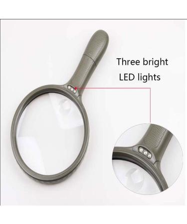 Magnifying Glasses Educational Hobby Magnifiers Army Green Handheld Reading 13Cm Large Lens Magnifier 3 Led Light Magnifier Double Rate Comfortable Anniversary - Buy Online on GoSupps.com