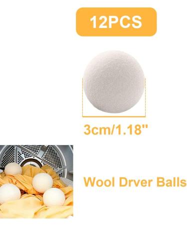Natural Wool Dryer Balls - 12 Pack | 100% Pure Sheep Wool | Eco-Friendly Tumble Dryer Balls to Shorten Drying Time - Buy Online on GoSupps.com