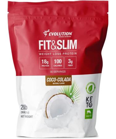 Evolution Advance Fit & Slim Blend - Grass Fed Whey Protein with Glucomannan Inulin Fiber - High Protein & Fiber, Pure & Keto Approved - Non GMO, Stevia Sweetened - 2 Pounds (Coconut) - Buy Online on GoSupps.com