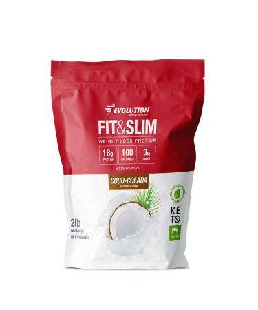 Evolution Advance Nutrition Fit & Slim Blend - Grass Fed Whey Protein with Glucomannan, Inulin Fiber, High Protein, High Fiber, Pure, Keto Approved, Non GMO, Stevia Sweetened – 2 Pounds (Coconut)