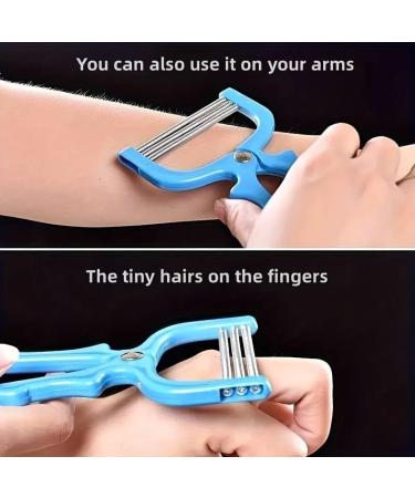 Handheld Facial Hair Epilator - Pain-Free Hair Removal for Eyebrows & Upper Lip | Smooth Skin Cleaner & Face Shaver | Portable Salon Home Beauty Tool - Blue - Buy Online on GoSupps.com