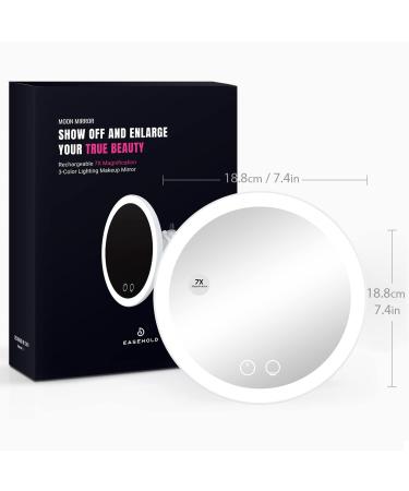 EASEHOLD 7X Magnifying Makeup Mirror - Rechargeable, 3 Color Light, Suction Cup & Wall Mounted, Touch Control, 360 Rotation - Portable Vanity Mirror - Buy Online on GoSupps.com