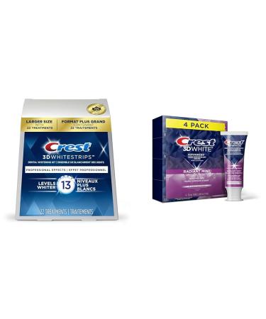 Crest 3D White Whitestrips Professional Effects Teeth Whitening Kit + Crest 3D White Toothpaste Advanced Whitening Radiant Mint Professional Effects+Advanced Whitening
