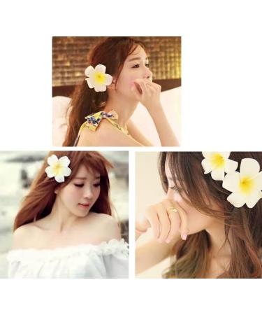 Hawaiian Hair Flower Clip Barrettes for Women - 6pc Set for Luau, Thin Hair, and Girls - Plumeria Hawaii Hair Accessories - Buy Online on GoSupps.com