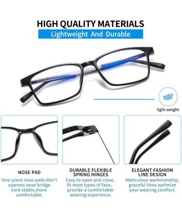 Suertree 2.0x Reading Glasses for Men - Blue Light Filter TR90 Optics Classic Business Style Anti-Blue Visual Aid in Black - Buy Online on GoSupps.com
