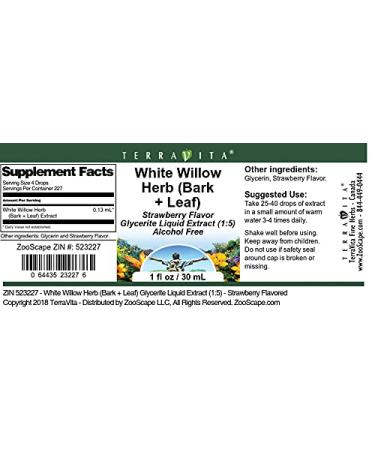 White Willow Herb Glycerite Liquid Extract - Strawberry Flavor (1 oz) | 1:5 Concentration - Best Quality & International Shipping - Buy Online on GoSupps.com