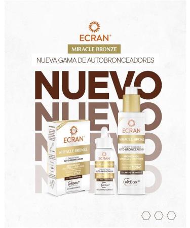  Ecran ECRAN Miracle Bronze Self-Tanning Face Lotion with Pro-Ceramides for a Natural Even and Gradual Tan Without the Sun. Lightweight Non-Drying Non-Greasy Texture. Lasts 4 Days. 50ml - Buy Online on GoSupps.com