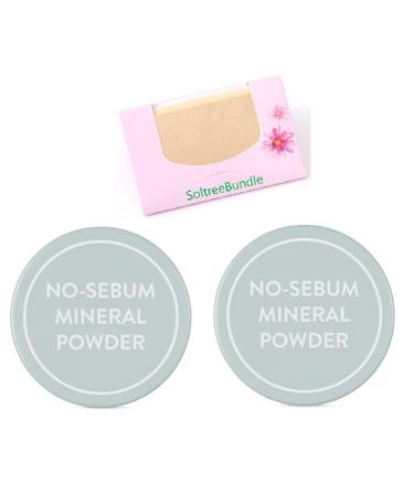 SoltreeBundle 2pcs No Sebum Mineral Powder 5g Korea Skincare with SoltreeBundle Oil Blotting Paper 50pcs