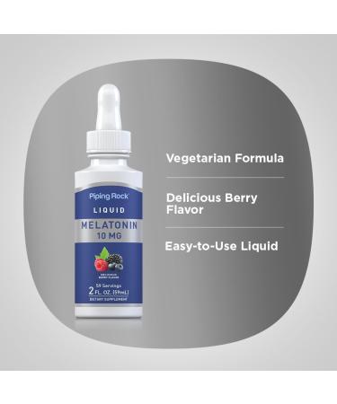 Piping Rock Liquid Melatonin 10mg | 2 fl oz | Berry Flavor Drops | Non-GMO Gluten Free Adult Supplement - Buy Online on GoSupps.com