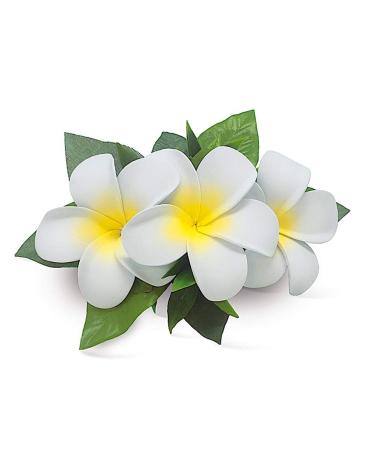 Hawaii Hair Clip Foam Flower Cluster Plumeria White