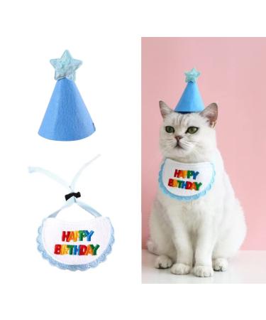Pet cat dog scarves and birthday hat mini dog cat birthday party decoration pet birthday outfit pet costumes headgear accessories blue b - Buy Online on GoSupps.com
