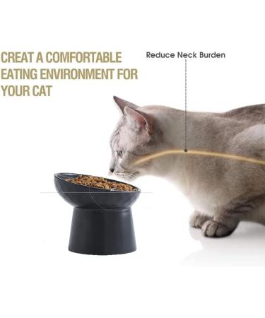 Small Ceramic Raised Cat Bowls - Tilted & Elevated for Stress-Free Feeding - Backflow Prevention - Dishwasher & Microwave Safe - Lead & Cadmium Free - Black - Buy Online on GoSupps.com