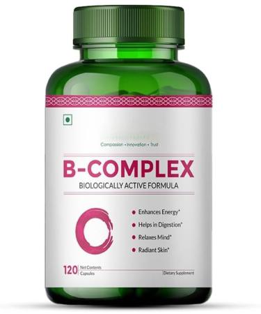Vitamin B Complex Capsules with RDA for B12 Supplement for Hair Growth Metabolism & Support Healthy Brain Function (120 Capsules) - Buy Online on GoSupps.com