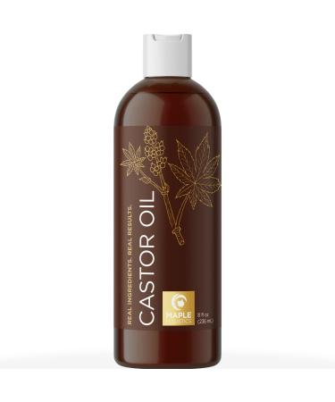 Castor Oil for Hair Skin and Nails - Pure Cold Pressed Castor Oil for Eyelashes Eyebrows - Nourishing Emollient and Humectant Moisturizer for Dry Skin Care and Carrier Oil for Essential Oils Mixing