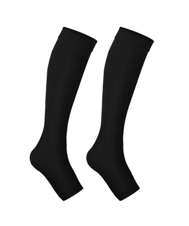 Compression stockings Wade compression stocking highly elastic nylon fabric Open point compression stockings for varicose veins improved blood circulation unisex (black)