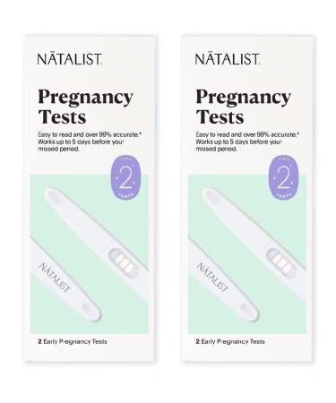 Natalist Pregnancy Tests Early Home Detection Kit for Women - Rapid Clear & Accurate Results Help Ease Your Mind up to 5 Days Before Expected Period - 2 Count (Pack of 2)