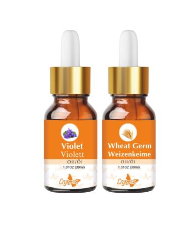 CRYSALIS Chrysalis Oil Combo: Violet (Viola odorata) 1.01 Fl Oz (30 ml) & Wheat Germ Oil (Triticum aestivum) 1.01 Fl Oz (30 ml)