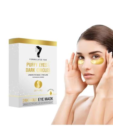 Golden Under Eye Patches (20 pairs) - Eyes Masks with Amino Acids Collagen & Cooling Eye Care for Puffy Eyes Dark Circles Wrinkle Skincare Treatment for Men & Women