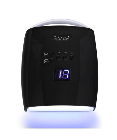 Rechargeable UV LED Nail Lamp 48W Cordless Nail Dryer LED Gel Polish Light with LCD Display Auto Sensor and 5 Timer Settings Professional Curing Lamp with 33 LED Beads for Salon and Home Black