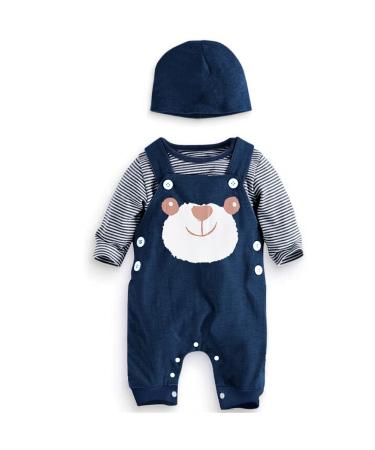 Infant Baby Boys Clothing Sets Newborn Baby Cotton Romper Outfits Suit Toddler Kids Pyjamas 3pcs Long Sleeves T-shirt + Star Pattern Dungarees+ Hat 0-24 Months Blue 1 6-9 Months - Buy Online on GoSupps.com