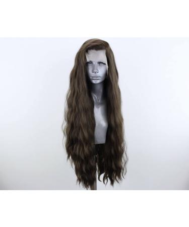 Lace Front Long Brown Wavy Wig for Women - Heat Resistant Synthetic Hair, Daily & Party Use - Buy Online on GoSupps.com